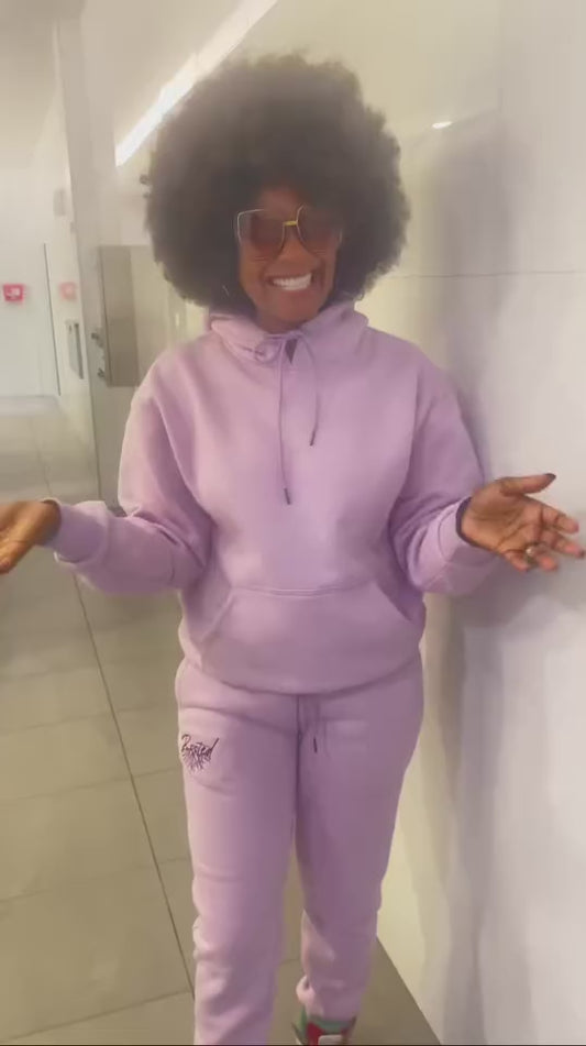 Lilac Joggers w/ Tree of Life Afro Pick